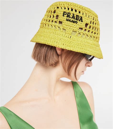 prada raffia hat|prada fluffy bucket hat.